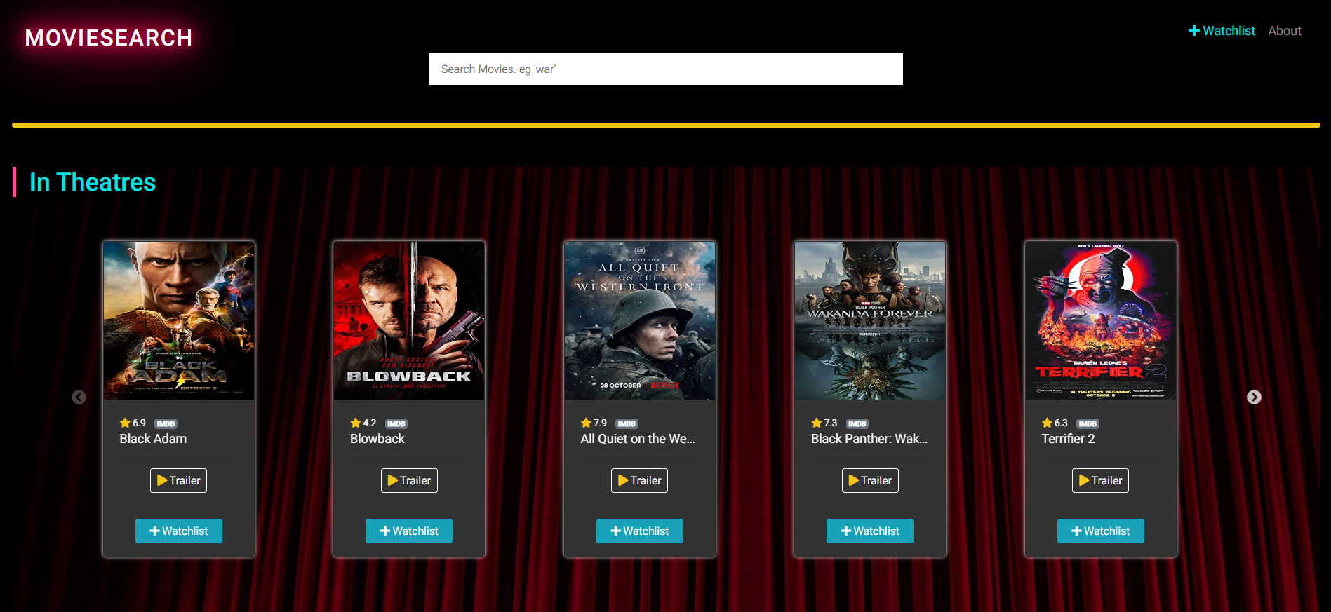 Movie search website image